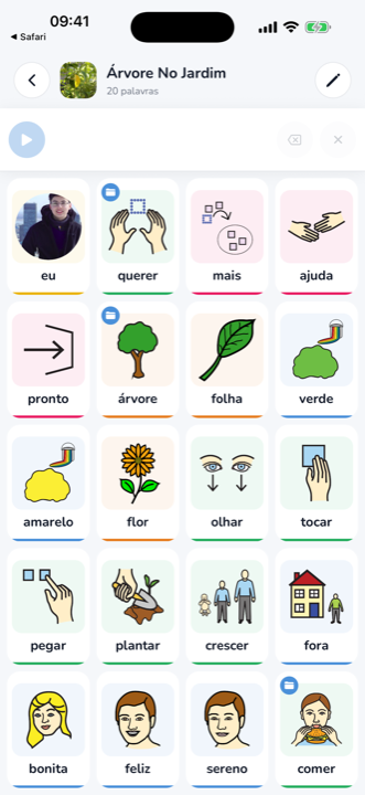Prancha de comunicação aberta no iPhone